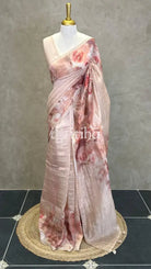 SILK ORGANZA FLORAL PRINTED EMBROIDERY SAREE