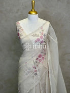 SILK ORGANZA FLORAL PRINTED EMBROIDERY SAREE