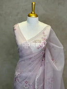 SILK ORGANZA FLORAL PRINTED EMBROIDERY SAREE