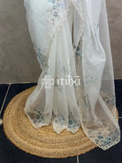SILK ORGANZA FLORAL PRINTED EMBROIDERY SAREE