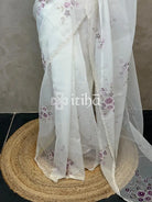 SILK ORGANZA FLORAL PRINTED EMBROIDERY SAREE