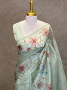 SILK ORGANZA FLORAL PRINTED EMBROIDERY SAREE