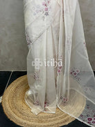 SILK ORGANZA FLORAL PRINTED EMBROIDERY SAREE