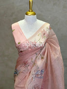 SILK ORGANZA FLORAL PRINTED EMBROIDERY SAREE