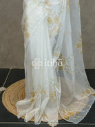 SILK ORGANZA FLORAL PRINTED EMBROIDERY SAREE