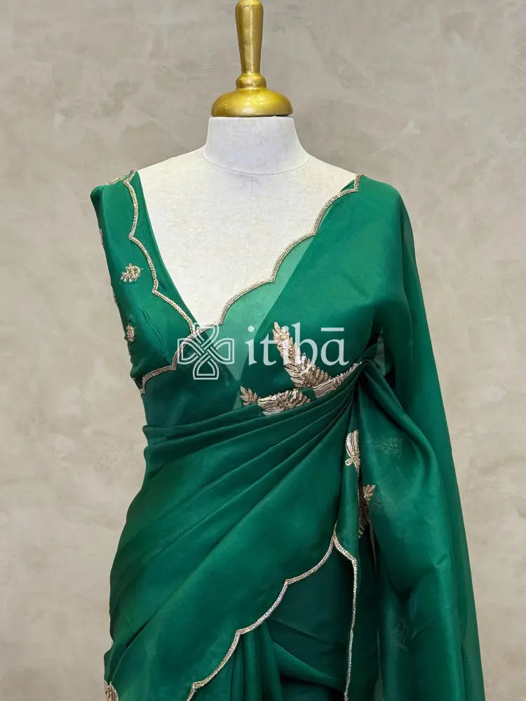 SILK ORGANZA HAND EMBROIDERY SAREE