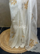 SILK ORGANZA HAND PAINTED EMBROIDERY SAREE