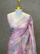 SILK ORGANZA MULTI COLOUR APPLIQUE EMBROIDERY SAREE