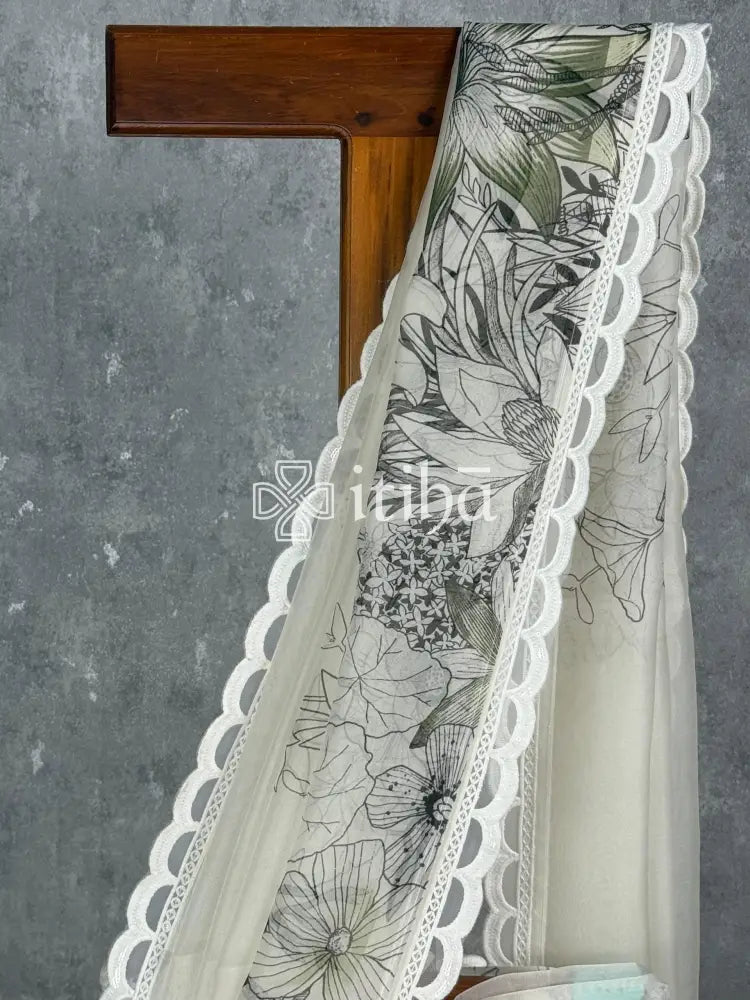 SILK ORGANZA PRINTED SAREE