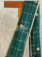 SILK ORGANZA SAREE - FOREST GREEN