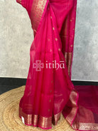 SILK ORGANZA SAREE - RANI PINK