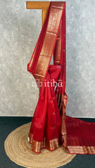 SILK ORGANZA SAREE - Red