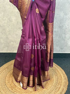 SILK ORGANZA SAREE - WINE PURPLE