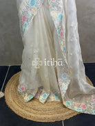 SILK ORGANZA SHADOW WORK EMBROIDERY SAREE