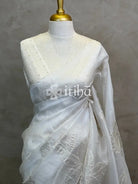 SILK ORGANZA TISSUE APPLIQUE EMBROIDERY SAREE