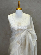 SILK ORGANZA TISSUE APPLIQUE EMBROIDERY SAREE