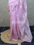 SILK ORGANZA TISSUE APPLIQUE EMBROIDERY SAREE