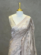 SILK ORGANZA TISSUE APPLIQUE EMBROIDERY SAREE