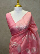 SILK ORGANZA TISSUE APPLIQUE EMBROIDERY SAREE