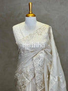 SILK ORGANZA TISSUE APPLIQUE EMBROIDERY SAREE