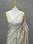 SILK ORGANZA TISSUE APPLIQUE EMBROIDERY SAREE
