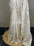 SILK ORGANZA TISSUE APPLIQUE EMBROIDERY SAREE