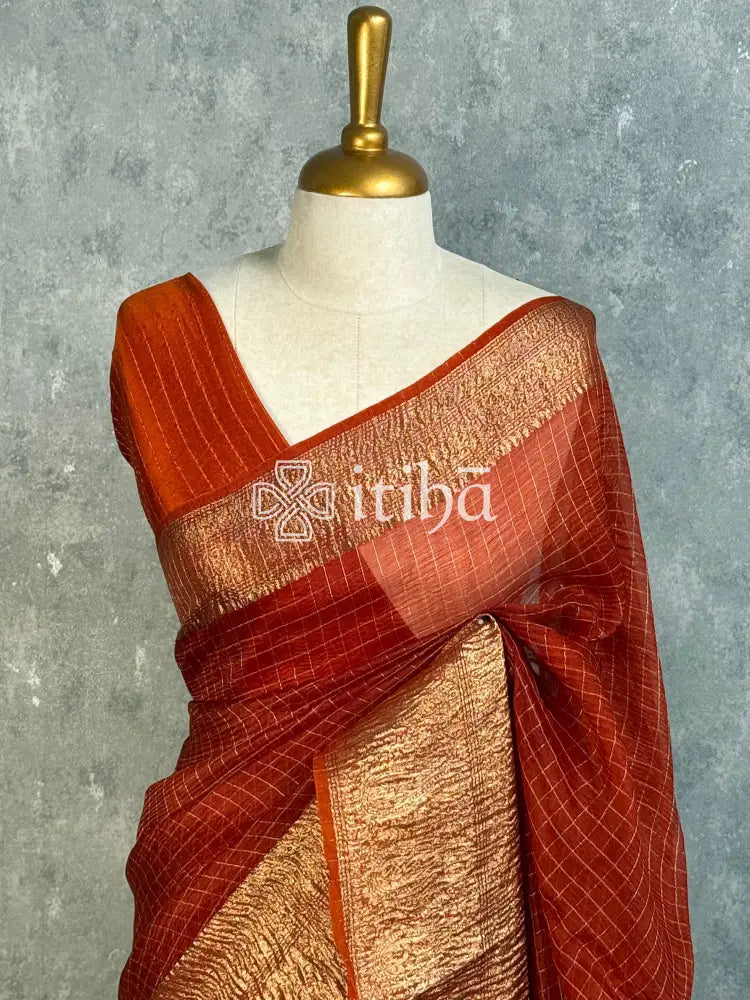 SILK ORGANZA ZARI CRUSH BANARASI SAREE
