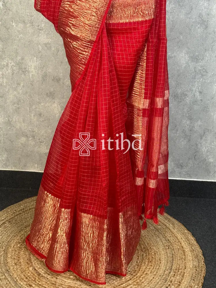 SILK ORGANZA ZARI CRUSH BANARASI SAREE
