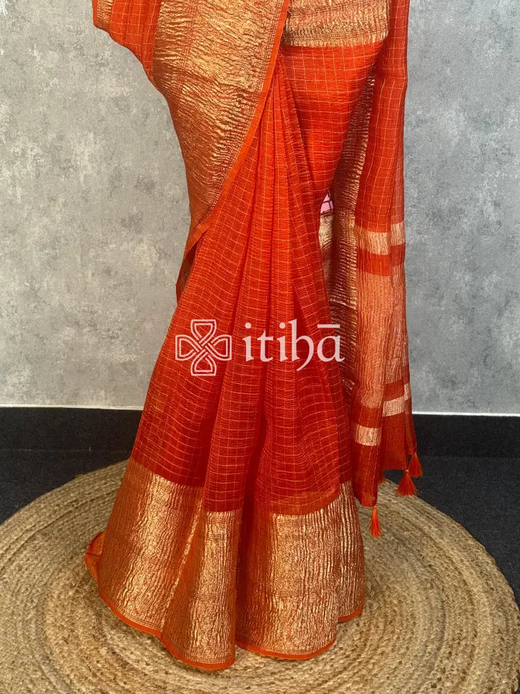 SILK ORGANZA ZARI CRUSH BANARASI SAREE