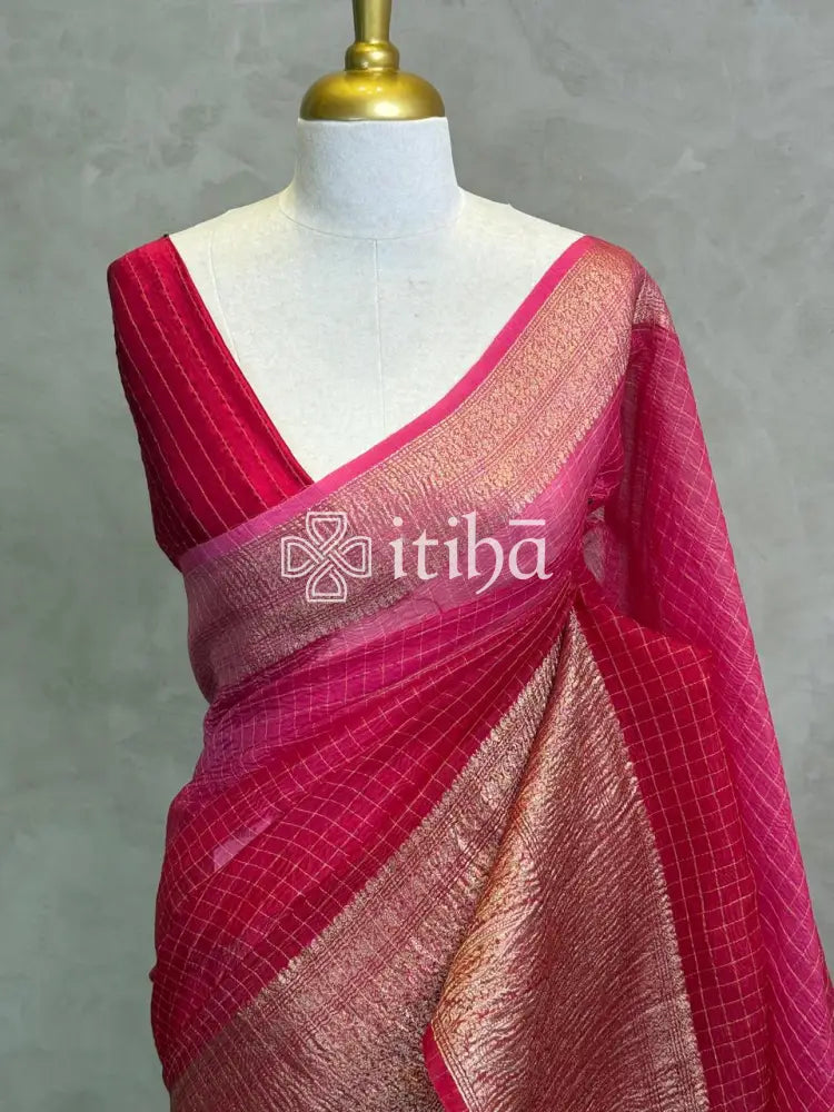 SILK ORGANZA ZARI CRUSH BANARASI SAREE