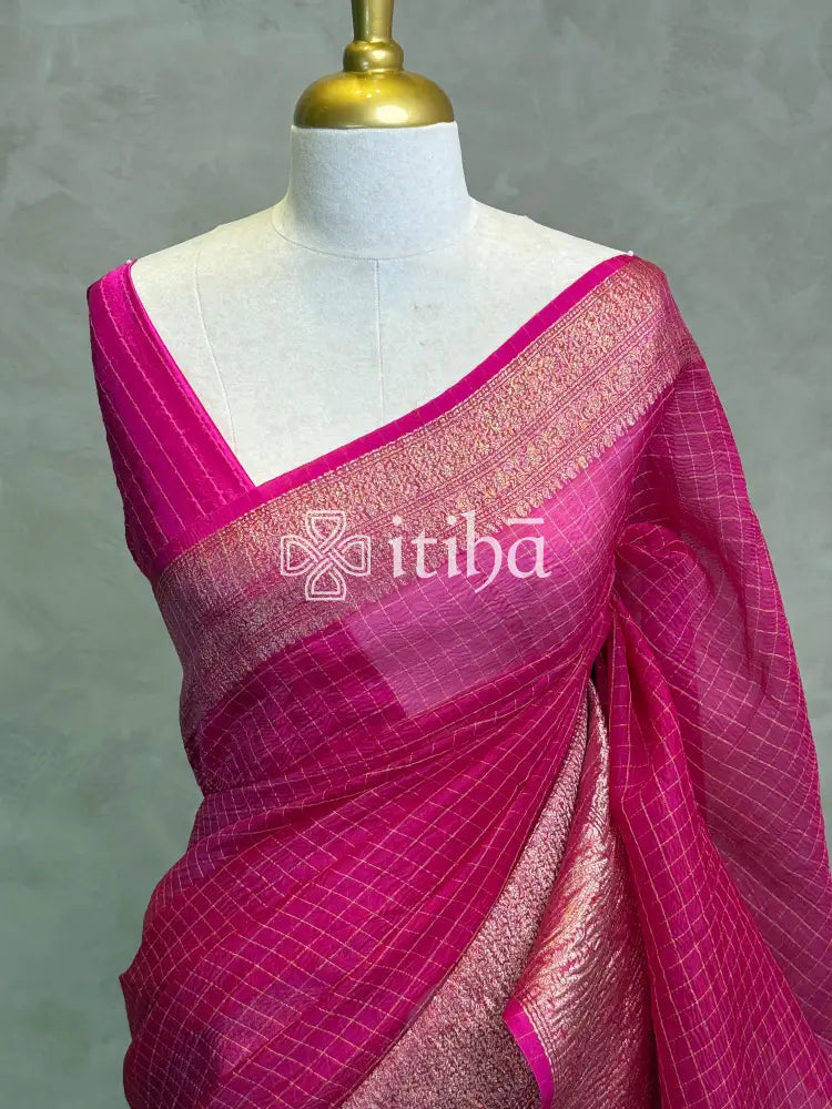 SILK ORGANZA ZARI CRUSH BANARASI SAREE