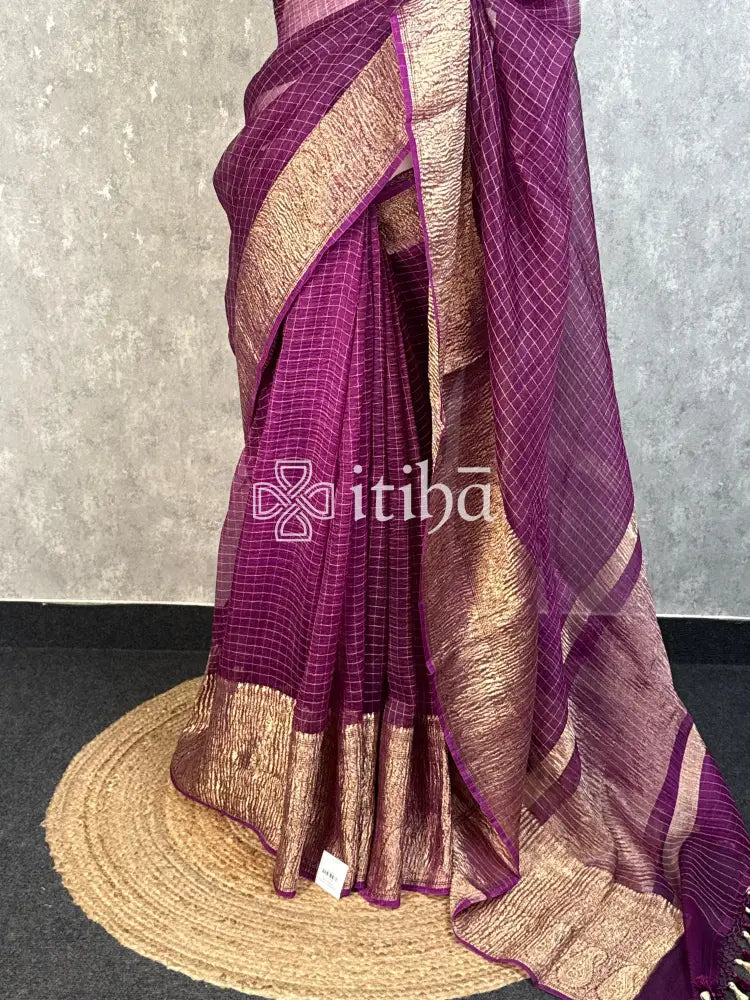 SILK ORGANZA ZARI CRUSH BANARASI SAREE