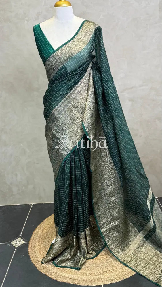 SILK ORGANZA ZARI CRUSH BANARASI SAREE