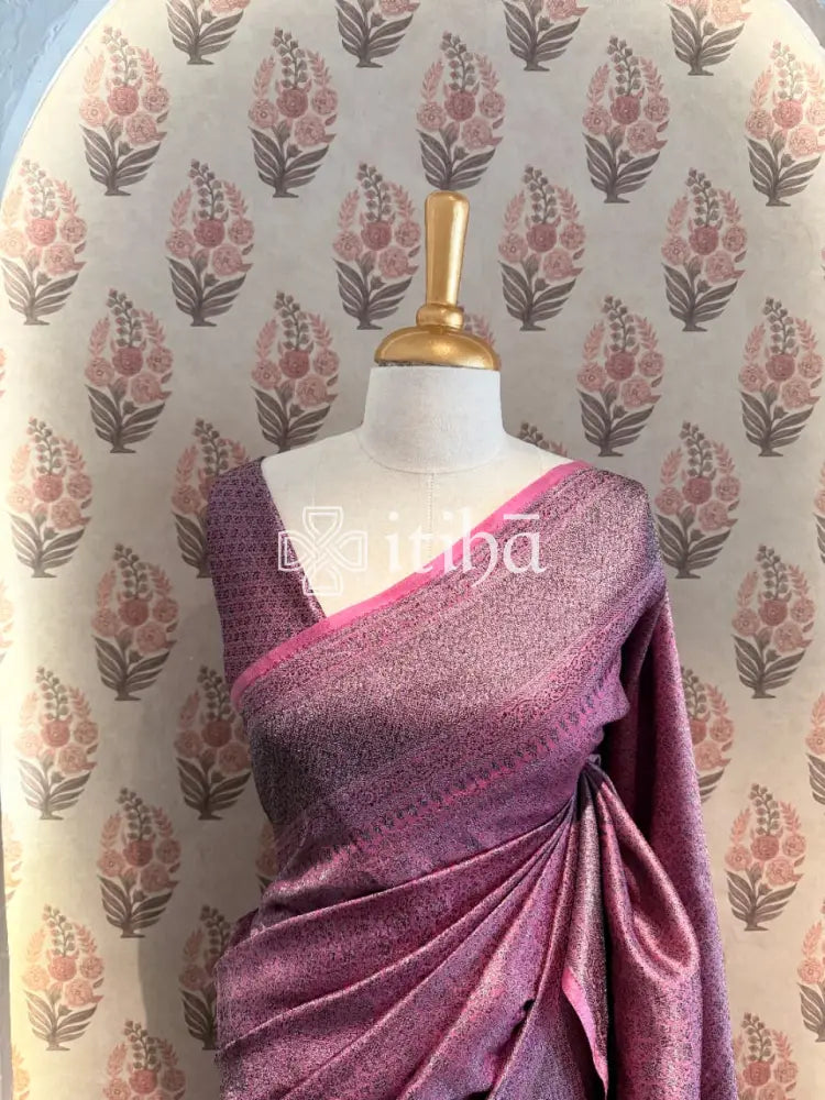 SOFT KATAN SILK GREY ZARY BANARASI SAREE