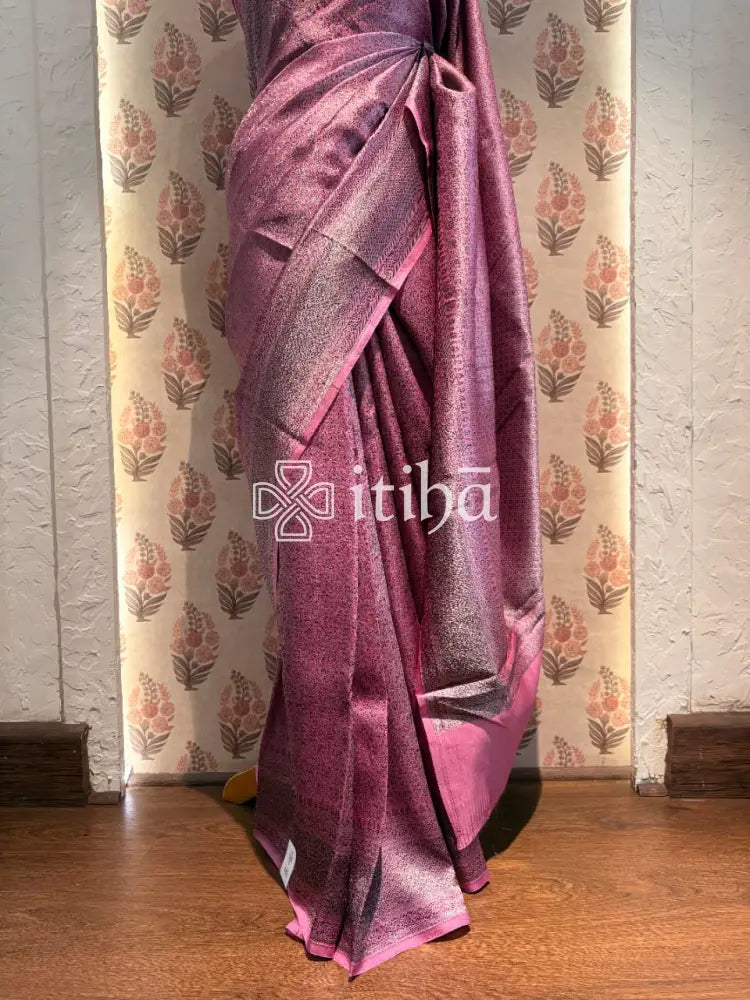 SOFT KATAN SILK GREY ZARY BANARASI SAREE