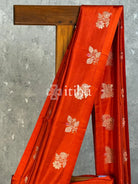 SOFT KATAN SILK SAREE - DEEP ORANGE