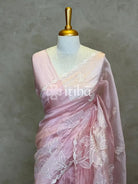 SOFT ORGANZA APPLIQUE EMBROIDERY SAREE