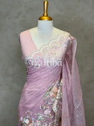 SOFT ORGANZA APPLIQUE EMBROIDERY SAREE