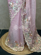 SOFT ORGANZA APPLIQUE EMBROIDERY SAREE