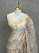 SOFT ORGANZA APPLIQUE EMBROIDERY SAREE