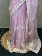SOFT ORGANZA APPLIQUE EMBROIDERY SAREE