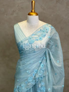 SOFT ORGANZA APPLIQUE EMBROIDERY SAREE
