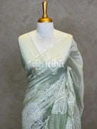 SOFT ORGANZA APPLIQUE EMBROIDERY SAREE