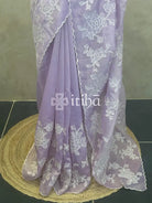 TISSUE CHANDERI APPLIQUE EMBROIDERY SAREE
