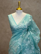 TISSUE CHANDERI APPLIQUE EMBROIDERY SAREE