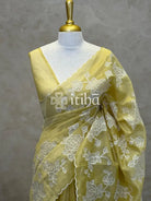 TISSUE CHANDERI APPLIQUE EMBROIDERY SAREE