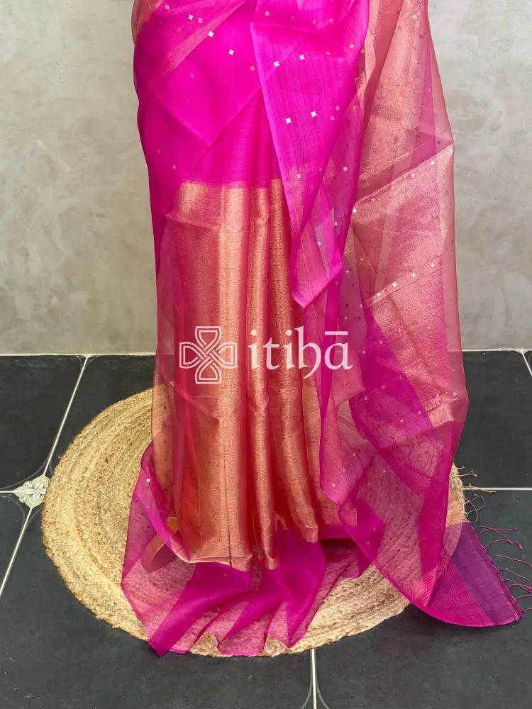 TISSUE KORA MUSLIN SILK SAREE