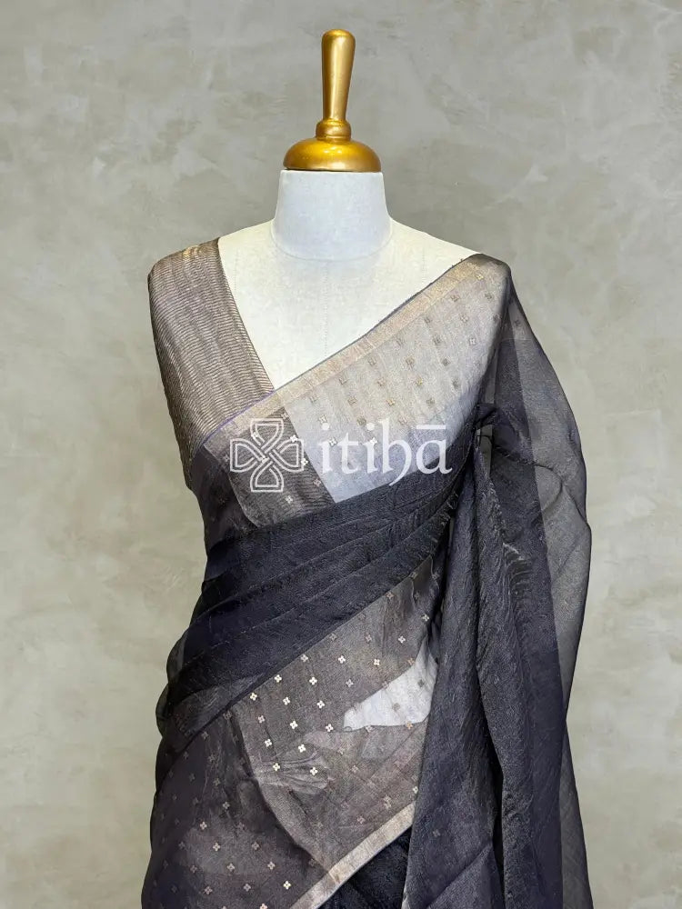 KORA MUSLIN SAREE - DEEP BLUE