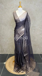 KORA MUSLIN SAREE - DEEP BLUE