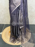 KORA MUSLIN SAREE - DEEP BLUE